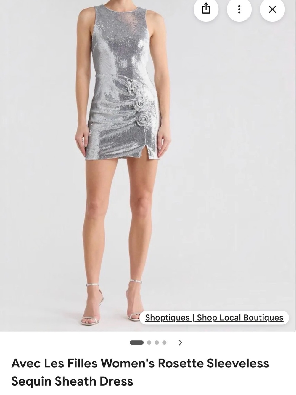 Nwot - Unworn Avec Les Filles Silver Sequin Rosette Mini Dress